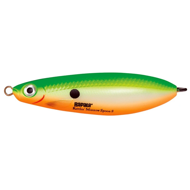 Колеблющаяся Блесна Rapala Rattlin' Minnow Spoon 08 16 гр 80 мм GSU   RMSR08-GSU — характеристики,
	                                    особенности конструкции