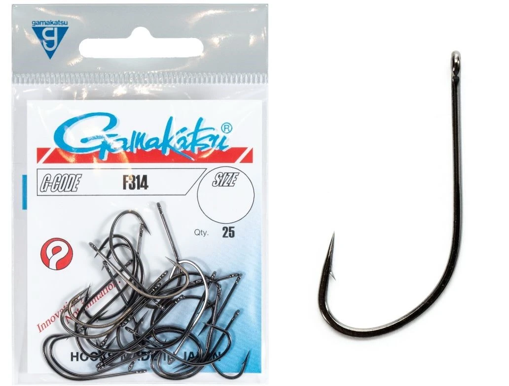 Крючок Одинарный Gamakatsu F314 Hooks Black №4 25 шт    146655-004 — крупный план
	                                    1