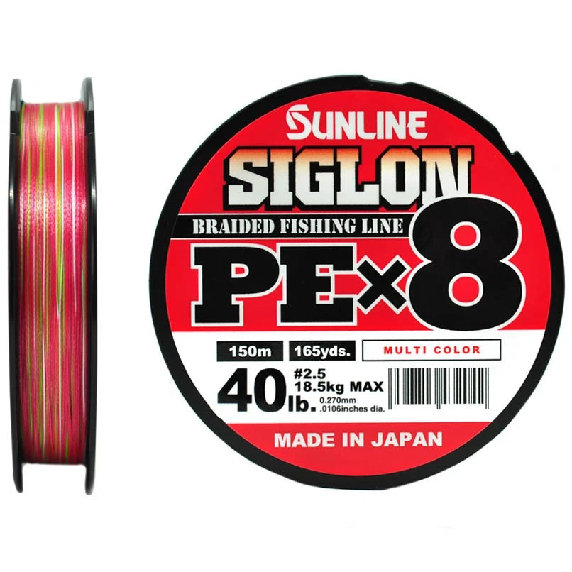 Плетеный шнур Sunline Siglon PE X8 150 м  PE # 2,5 Multicolor 5C 0,27 мм — характеристики,  особенности конструкции
