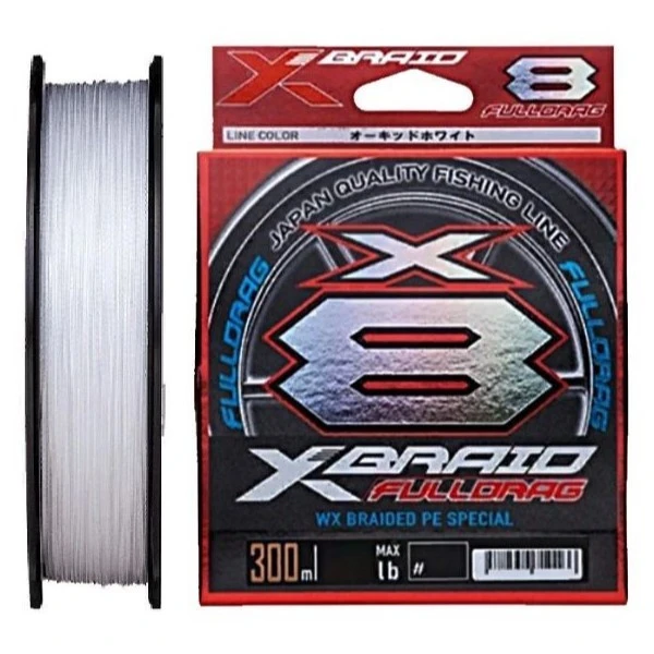 Плетеный шнур YGK X-Braid Fulldrag X8 300 м  PE # 6 Orchid White 0,405 мм — крупный план
	                                    1