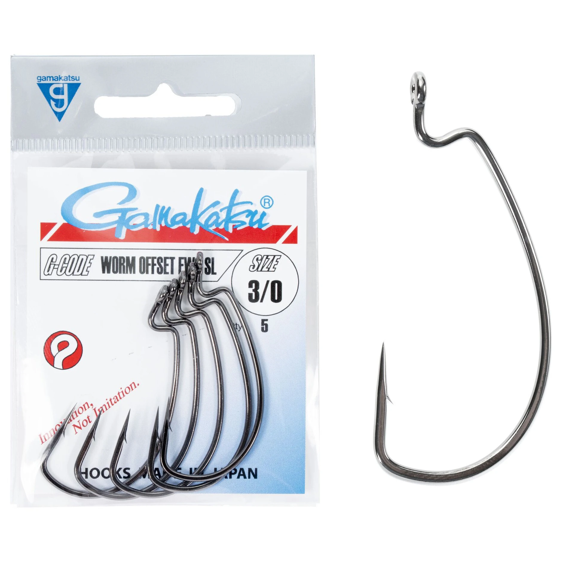 Крючок Офсетный Gamakatsu Worm Offset EWG SL Hooks Black №3/0 5 шт    146844-003 — крупный план
	                                    1