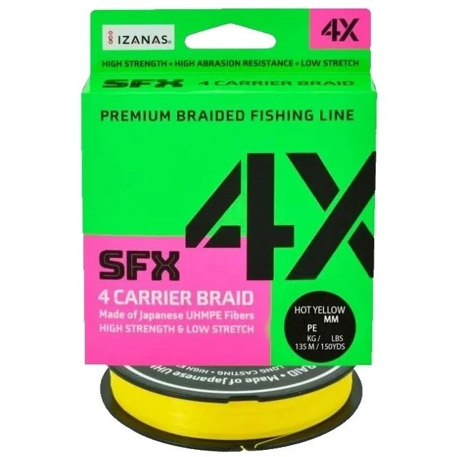 Плетеный шнур Sufix SFX 4X 135 м  PE # 0,6 Желтая 0,128 мм   SFX4B128Y150Y — характеристики,  особенности конструкции