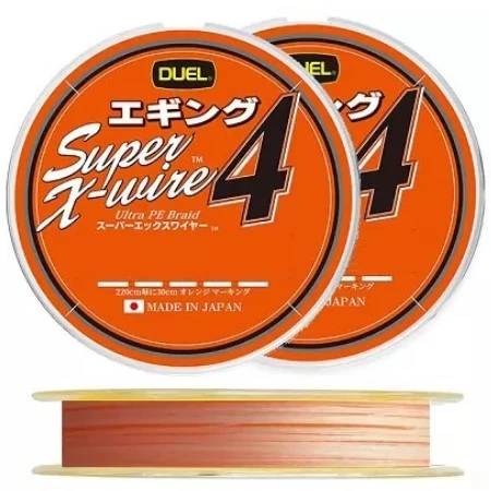 Плетеный шнур Duel PE Super X-Wire 8 Eging 150 м  PE # 0,6 White Orange Marking 0,13 мм   H4629-WPM — характеристики,  особенности конструкции