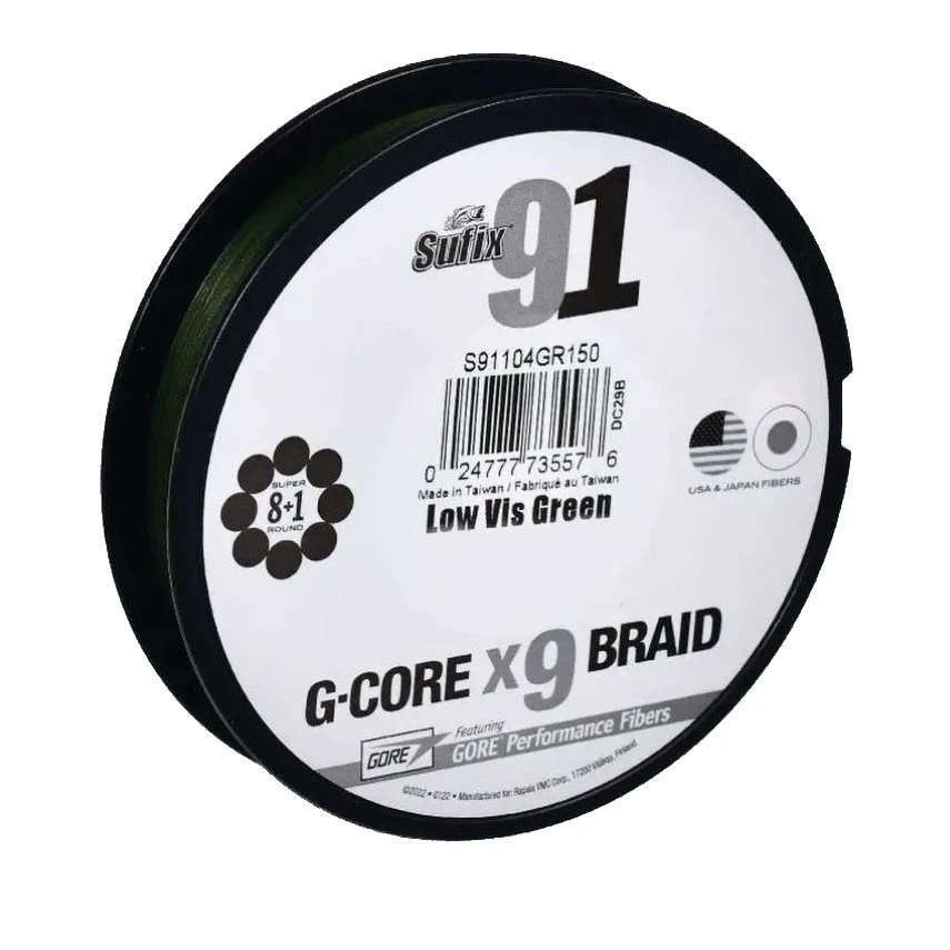 Плетеный шнур Sufix 91 Braid 150 м  PE # 0,4 Зеленый 0,104 мм   S91104GR150 — характеристики,
	                                    особенности конструкции
