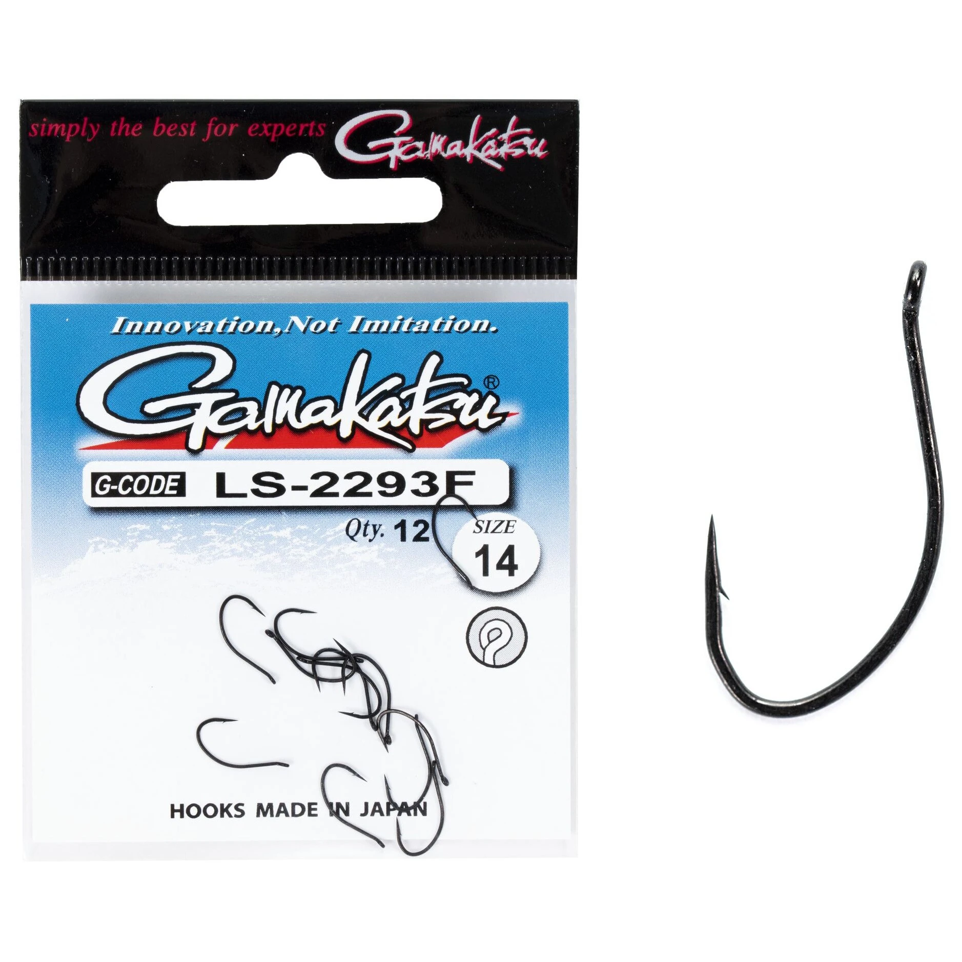 Крючок Одинарный Gamakatsu LS-2293F New Label Eyed Hooks Black №14 11 шт    147925-014 — крупный план
	                                    1