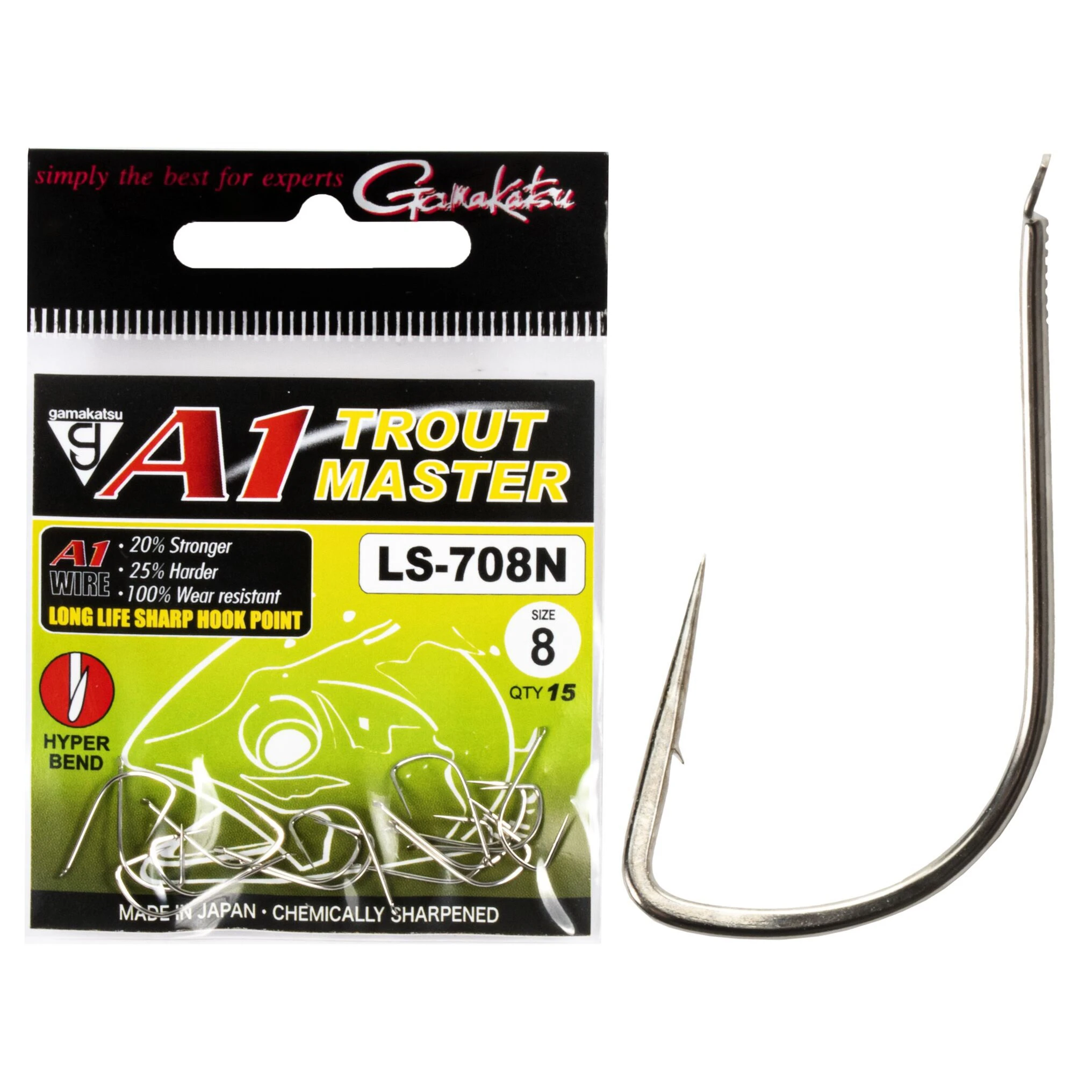 Крючок Одинарный Gamakatsu TM A1 LS-708N Hooks Nickel №8 15 шт    185135-008 — крупный план
	                                    1