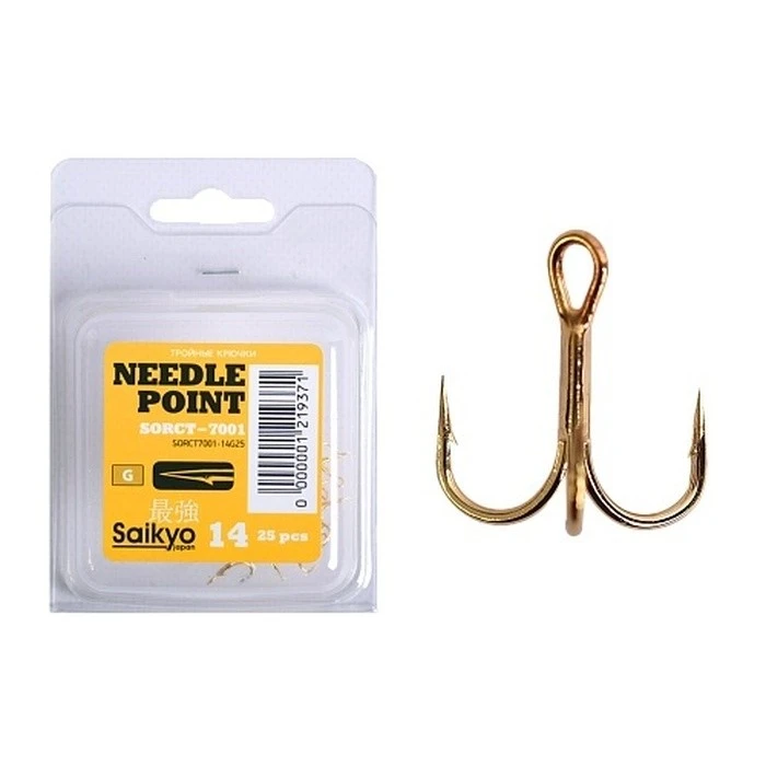 Крючок Тройной Saikyo 7001 №14 25 шт G   SORCT7001-14G25 — характеристики,  особенности конструкции