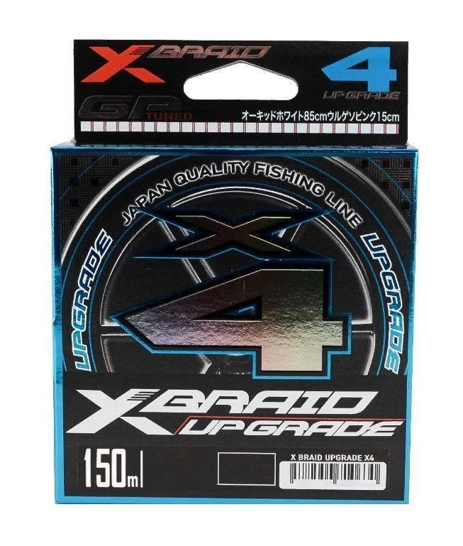 Плетеный шнур YGK X-Braid Upgrade X4 150 м  PE # 1,2 White/Pink 0,185 мм — крупный план
	                                    3