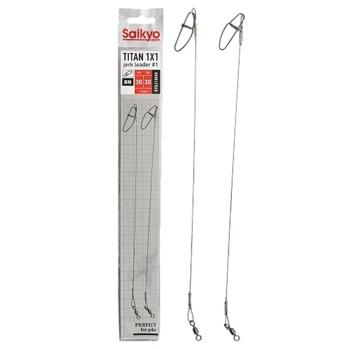 Поводок Saikyo Titan 1X1 Jerk Leader 30 см 30 кг   2 шт   STOJ113030 — характеристики,  особенности конструкции