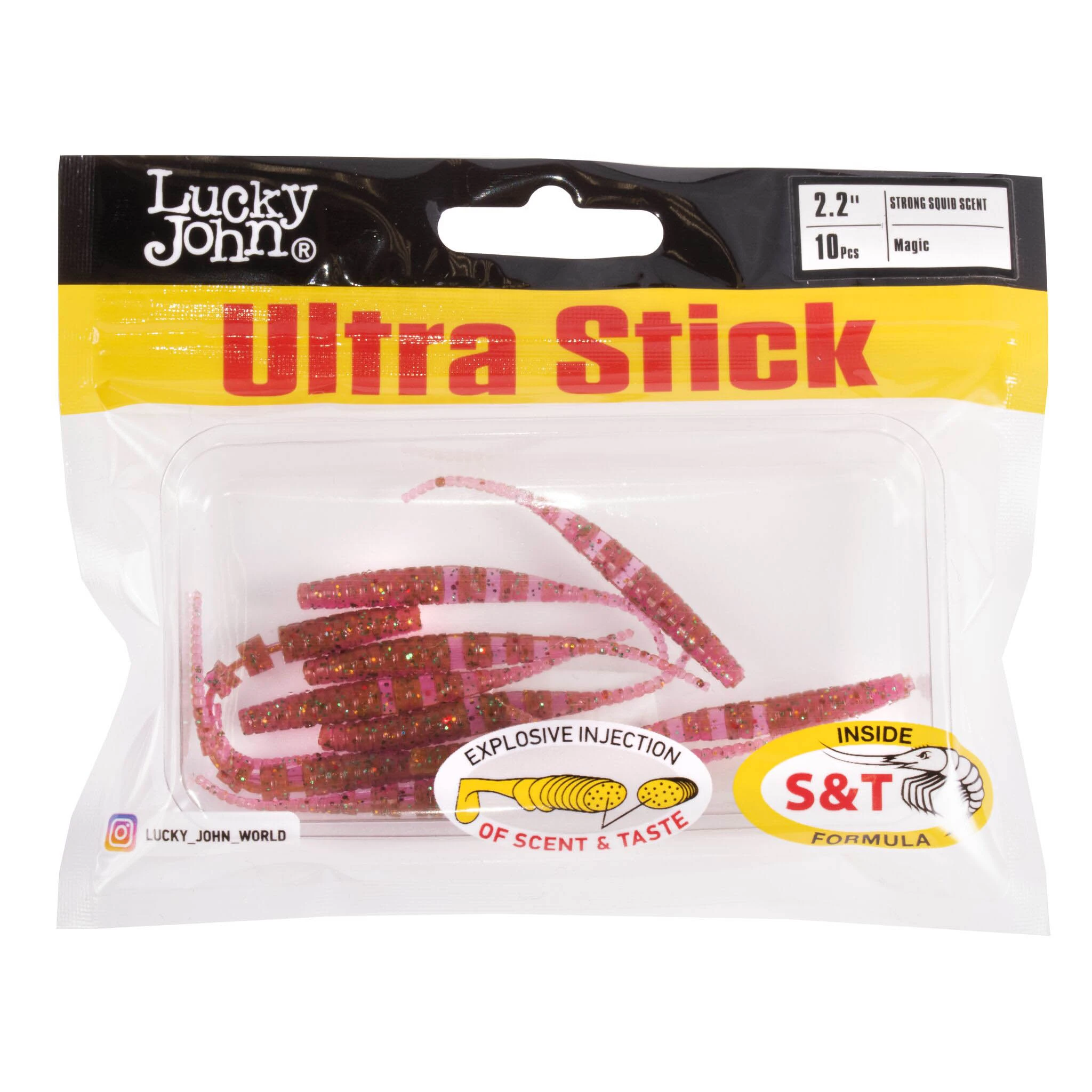 Силиконовая приманка Lucky John Ultra Stick 2,2in 56 мм 10 шт S14 Pro Series  140200-S14 — крупный план
	                                    2