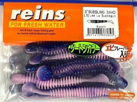 Силиконовая приманка Reins Bubbling Shad 3 76 мм 6 шт L10-Lee La Bubblegum   BS3-L10 — характеристики,  особенности конструкции