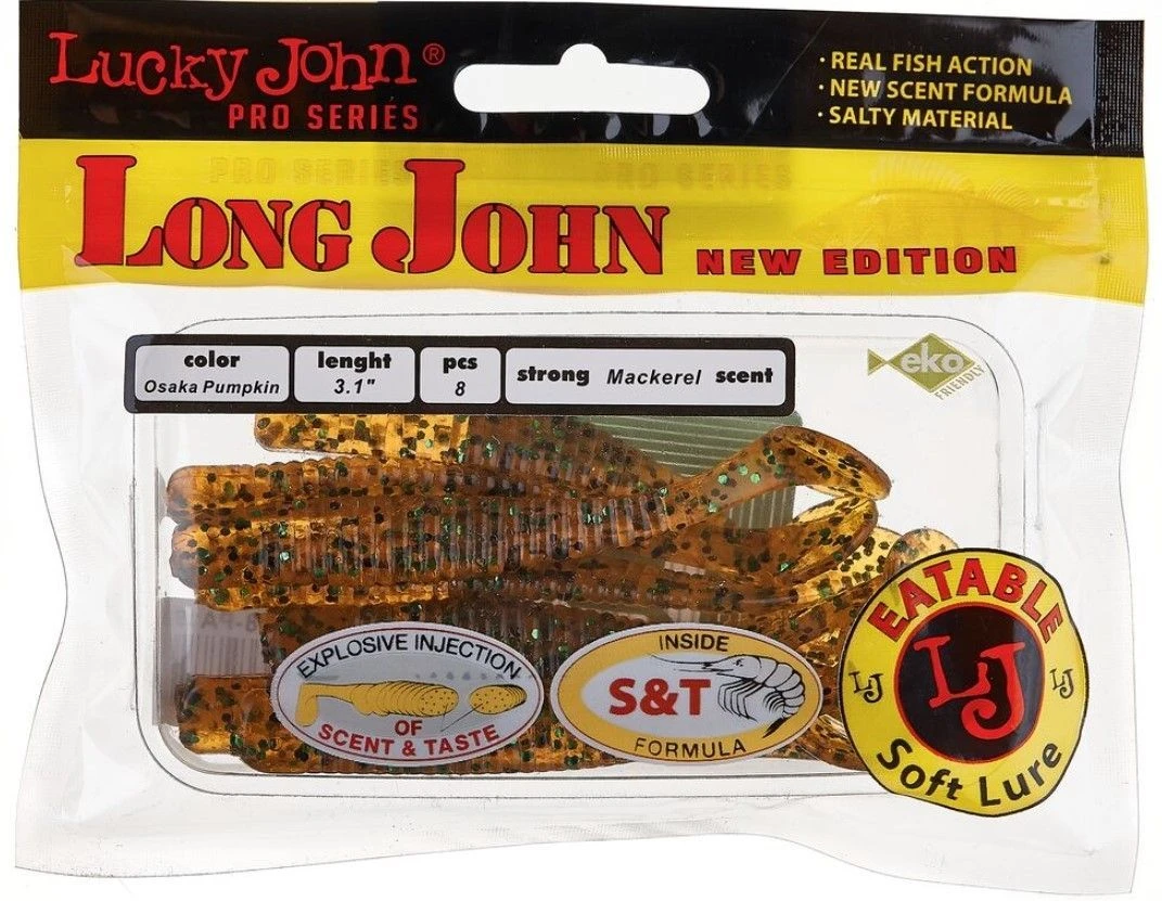 Силиконовая приманка Lucky John Long John 3.1in 79 мм 8 шт PA19 Pro Series  140118-PA19 — крупный план
	                                    1