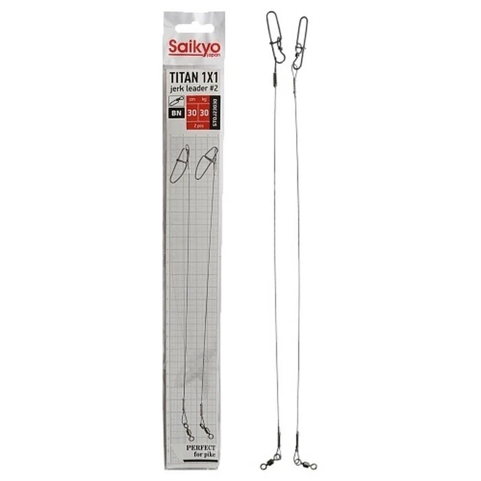 Поводок Saikyo Titan 1X1 Jerk Leader 30 см 30 кг   2 шт   STOJ213030 — характеристики,  особенности конструкции