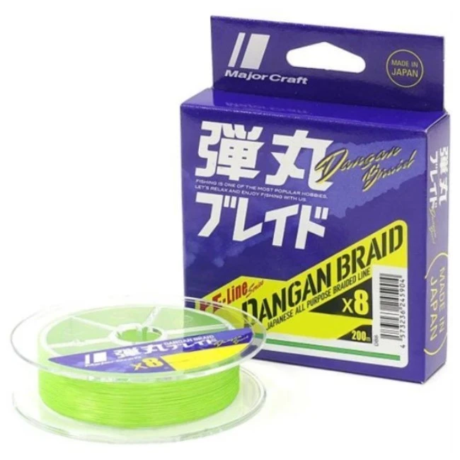 Плетеный шнур Major Craft Dangan Braid X8 200 м  PE # 0,6 Зеленый 0,128 мм   DB8-200/ 0.6 GR — характеристики,
	                                    особенности конструкции