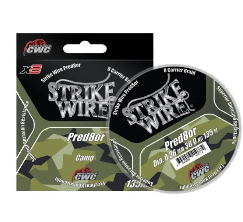 Плетеный шнур CWC Strike Wire Pred8or X8 135 м  PE # 5 Camo (Камуфляж) 0,36 мм   60-P036-01354 — характеристики,  особенности конструкции