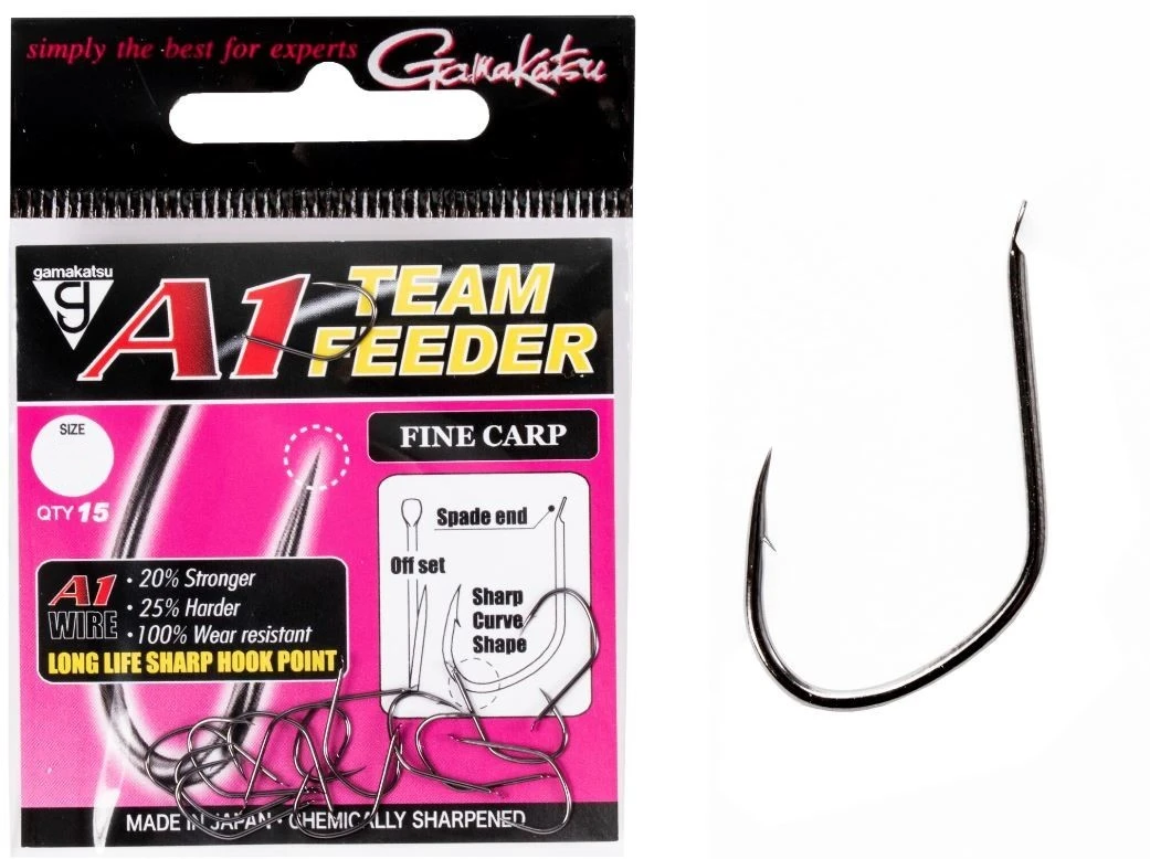 Крючок Одинарный Gamakatsu A1 Team Feeder Hooks Fine Сarp №14 15 шт    185077-014 — крупный план
	                                    1