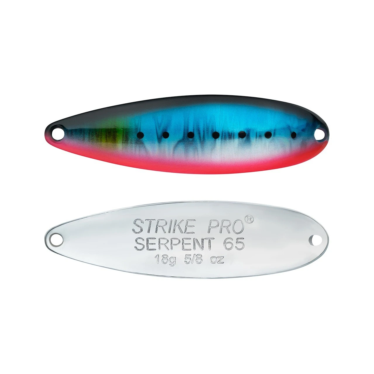 Колеблющаяся Блесна Strike Pro Serpent Treble 65H 18 гр 65 мм A234-SBO-LU Blue Back Silver OB Fluo   ST-010A1#A234-SBO — характеристики,  особенности конструкции