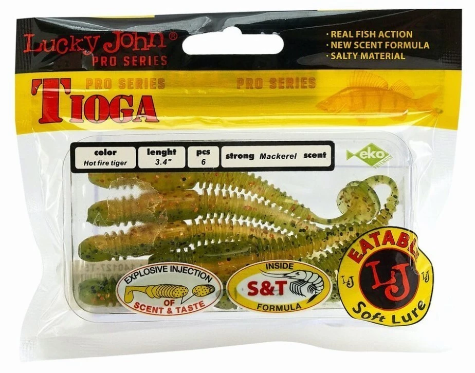 Силиконовая приманка Lucky John Tioga 3.4in 86 мм 6 шт T51 Pro Series  140127-T51 — крупный план
	                                    2