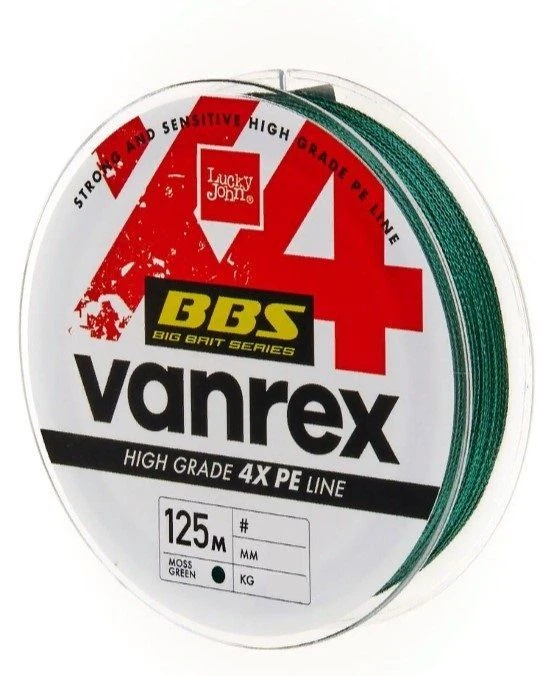 Плетеный шнур Lucky John Vanrex х4 Braid 125 м  PE # 1,5 Moss Green 0,2 мм   LJ4114-020 — характеристики,  особенности конструкции