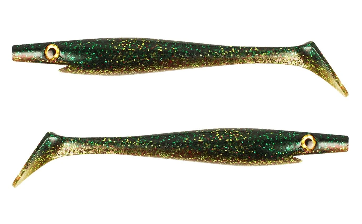 Силиконовая приманка Strike Pro Pig Shad Jr 200 мм 2 шт Green Perch   SP-172C#112 — крупный план
	                                    1