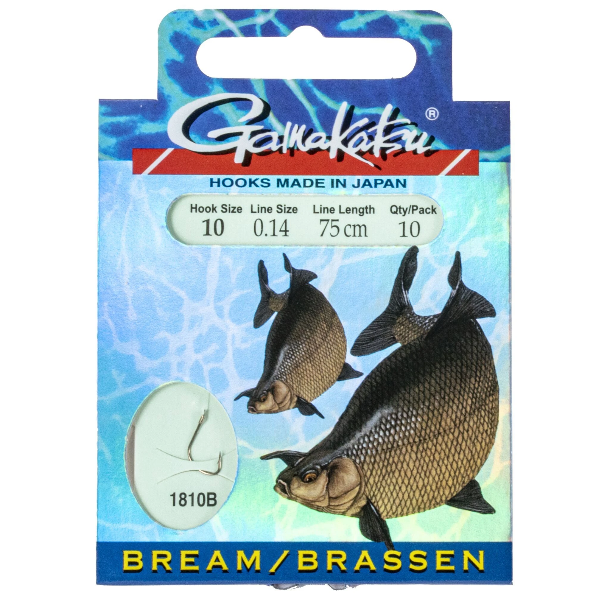 Поводок Gamakatsu Booklet BR. Feeder 1810B 75 см  0,14 мм  10 шт №10  140114-010-014 — характеристики,
	                                    особенности конструкции
