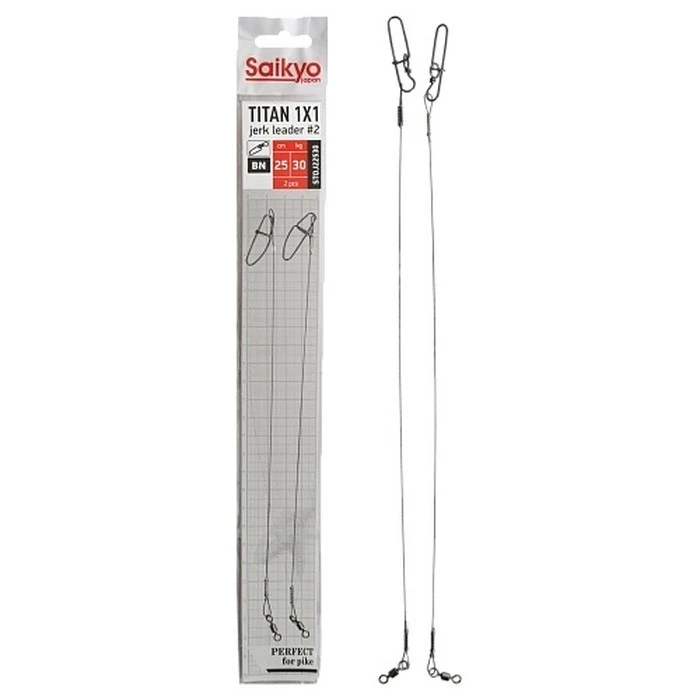 Поводок Saikyo Titan 1X1 Jerk Leader 25 см 30 кг   2 шт   STOJ212530 — характеристики,  особенности конструкции