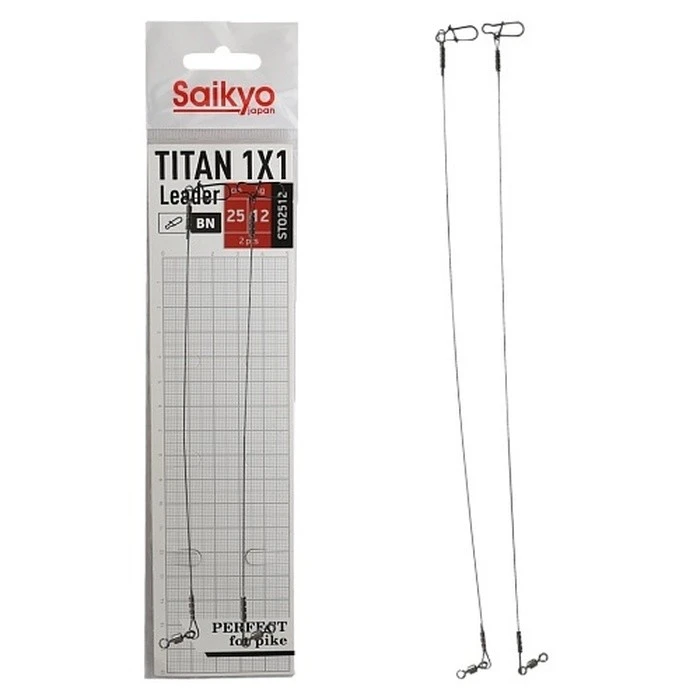 Поводок Saikyo Titan 1X1 Leader 25 см 12 кг   2 шт   STO2512 — характеристики,  особенности конструкции