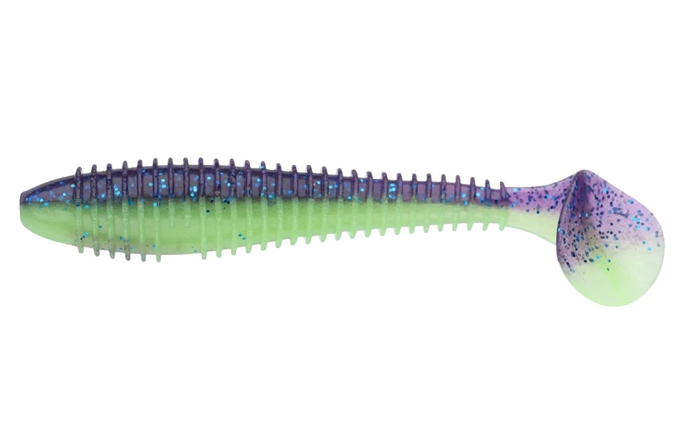 Силиконовая приманка Keitech Swing Impact Fat 3.8 96 мм 6 шт PAL #06 Violet Lime Belly — характеристики,
	                                    особенности конструкции